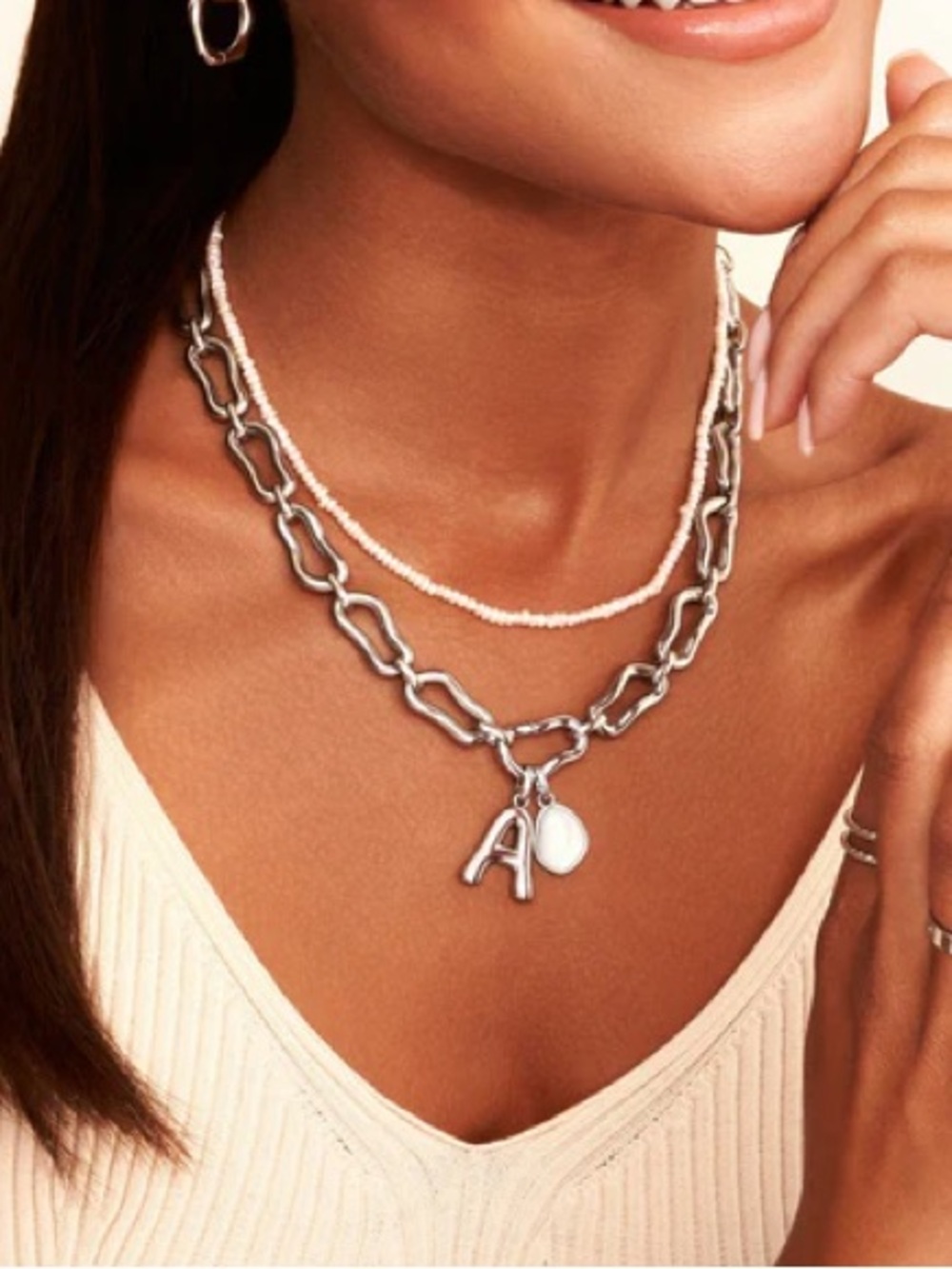 Abbott Lyon Molten Link and Moonstone Necklace